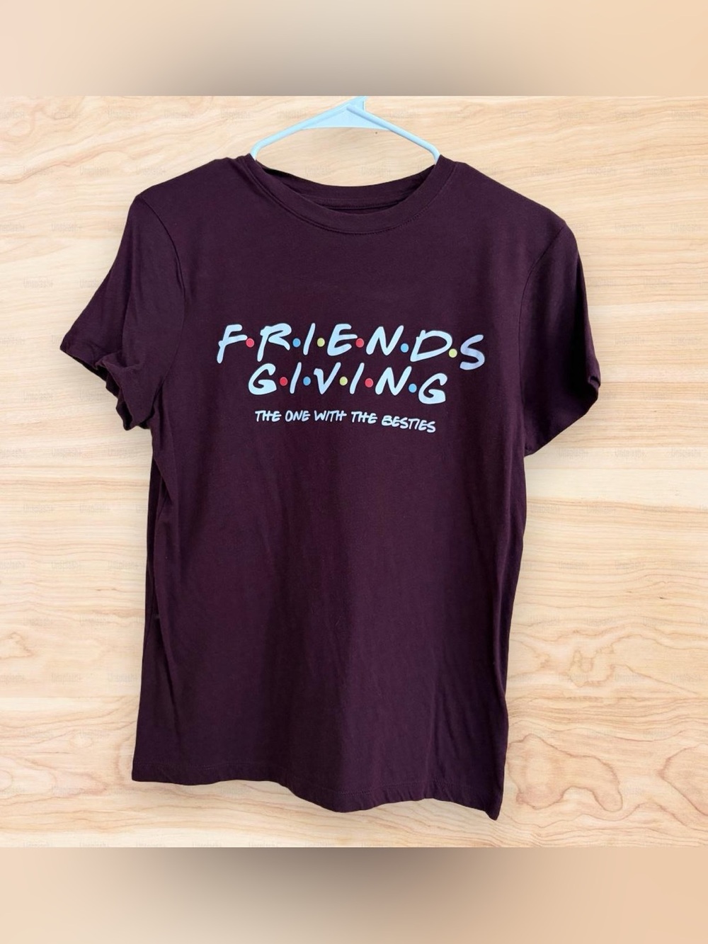 Friendsgiving Graphic Tee for Women - Maroon, Small
